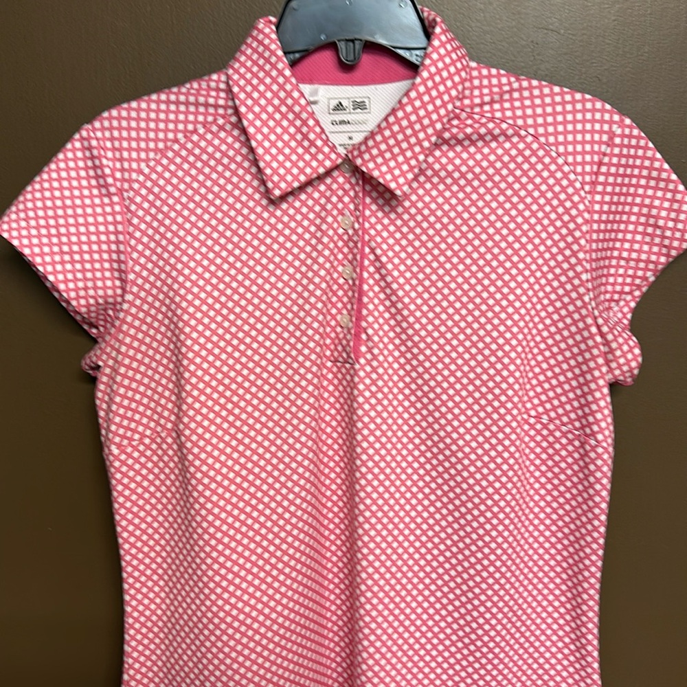 Adidas climacool athletics golf polo diamond pattern on pink